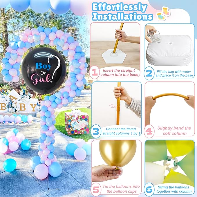 AerWo Upgraded 6FT Gender Reveal Balloon Arch Stand, DIY Question Mark Balloon - Image 3