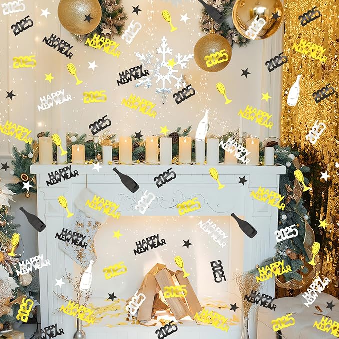 MARFOREVER 2026 New Years Confetti, New Year Eve Party Confetti Black Gold - Image 5