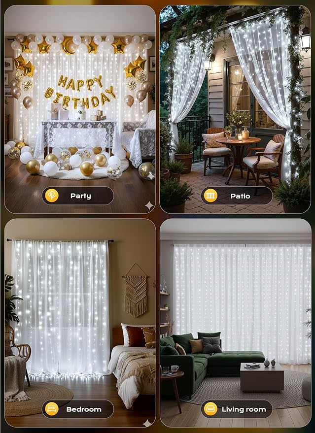 Brightown Curtain String Lights, Hanging Fairy Lights - Image 7