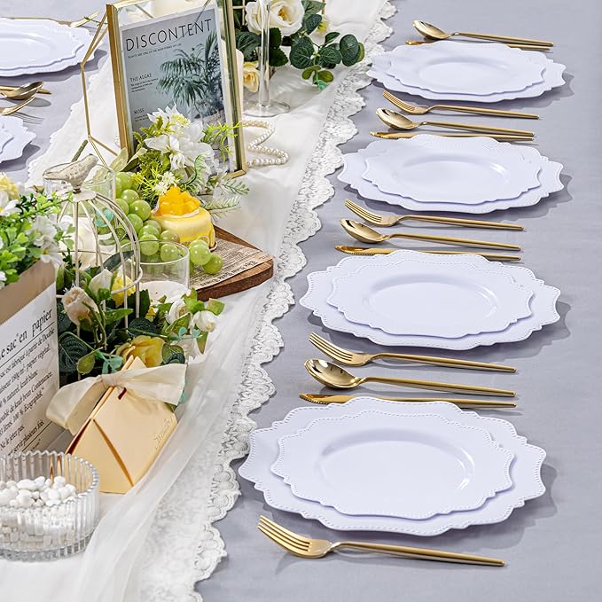 COLOSUS 100pcs 7.5 Inch White Plastic Dessert Plates, Heavy Duty Disposable - Image 9
