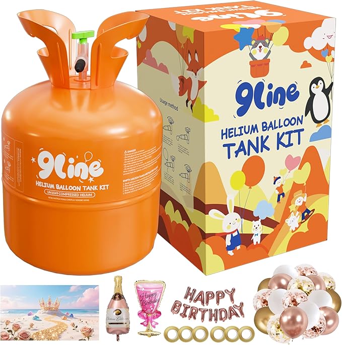 9Line 13L Helium Tank Up To 50 Latex Balloons, Helium Tank by 9LINE