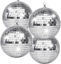 4 Pack Large Disco Ball Silver Hanging Disco Balls Reflective Mirror Ball by CHENGU