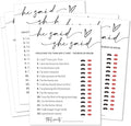 Fun Bridal Shower Games Set 25 Weddin Games Cards He Said She Said by Unknown