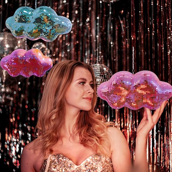 Pink Disco Ball Cloud Shaped, Hanging Disco Decor - Image 7