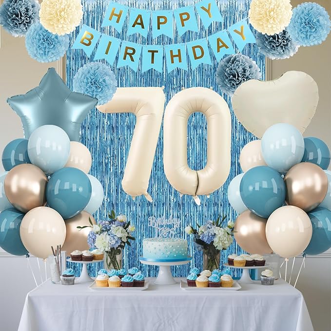 Dusty Blue 70th Birthday Party Decorations - Image 2