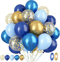 Paready Blue and Gold Latex Balloons by Paready