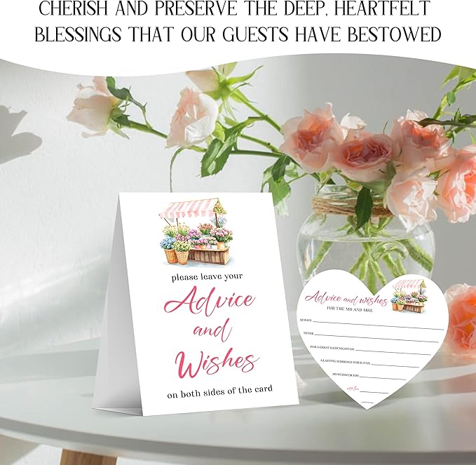 Floral Advice And Wishes For The Mr And Mrs, Wedding Advice Cards For Bridal - Image 4