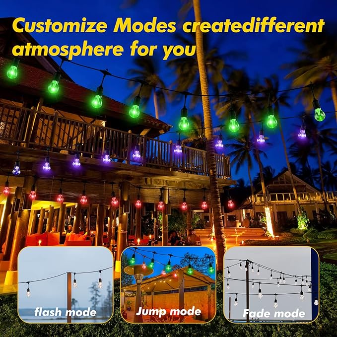 Solar Outdoor RGB String Lights, 48FT Dimmable Patio Lights - Image 3