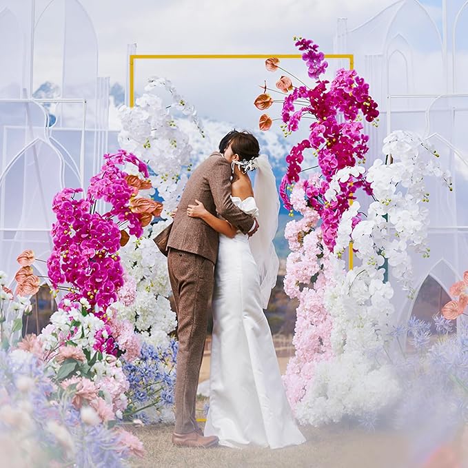 Asee'm 6.6FTx4FT Gold Wedding Arch Backdrop Stand Square Metal Rectangular Arch - Image 4