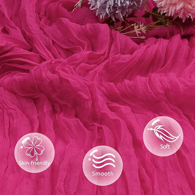 6 Pack Hot Pink Cheesecloth Table Runner 10ft Boho Gauze Fabric Cheese Cloth - Image 4