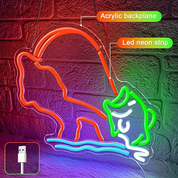 Fishing Neon Sign, Neon fish Sign, Neon Signs - Image 2