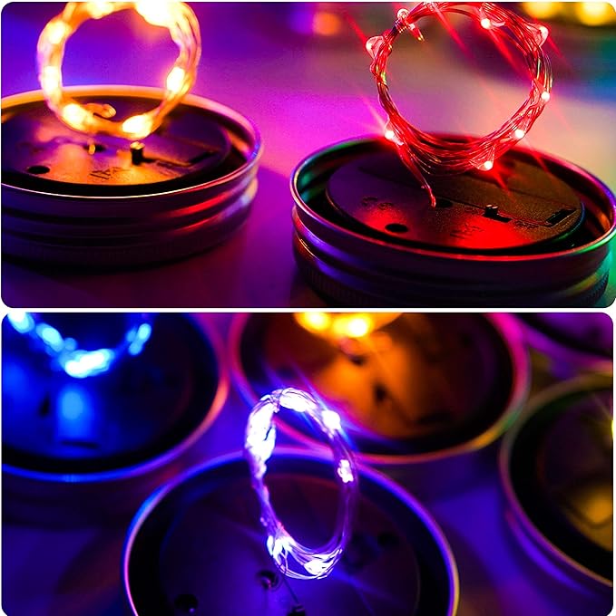 Upgraded Solar Mason Jar Lights, 8 Pack 10 LED Waterproof Fairy Firefly Jar - Image 6