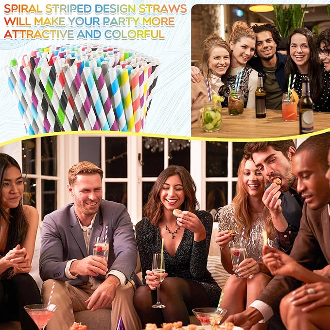 Eaasty 5000 Pcs Colored Paper Straws Bulk Disposable Striped Drinking Paper - Image 7