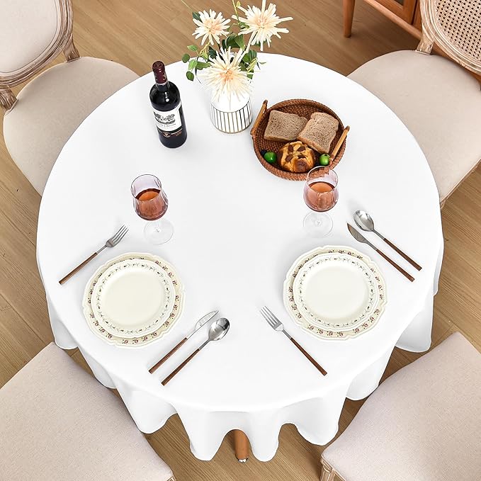Fitable Faux Linen Round Tablecloths 90 Inch, 6 Pack - Image 8