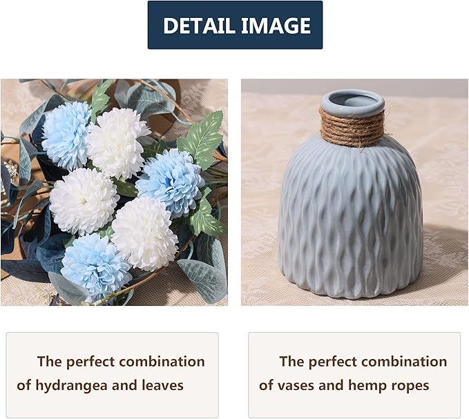 Artificial Flowers with vases, Fake Hydrangea with Eucalyptus Bouquet - Image 5