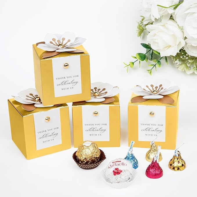 FEIYI 20 PCS Candy Boxes, 3 In 1 Gold Favor Boxes - Image 4