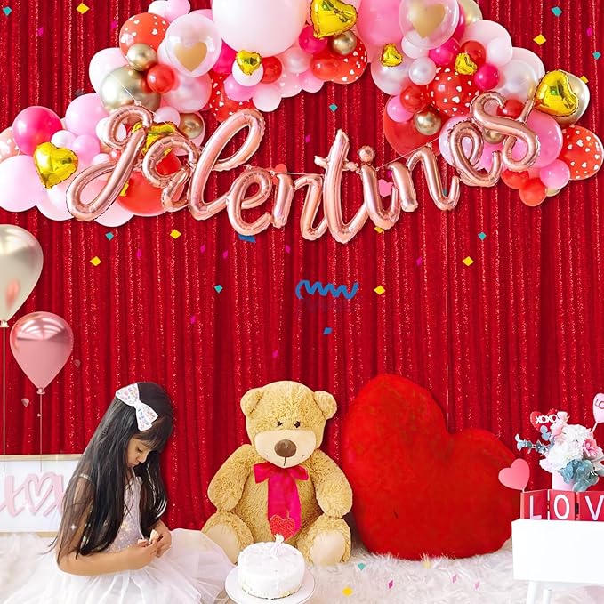 Glitter Party Backdrop Curtain Red - Image 4