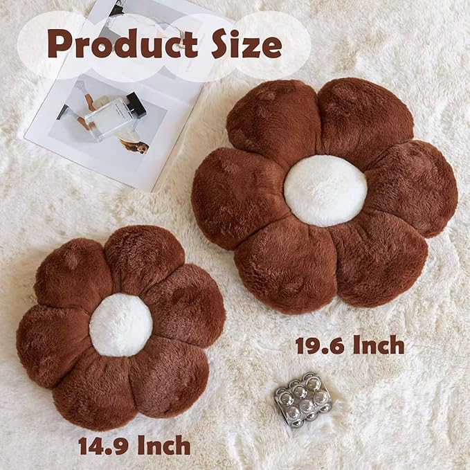 Brown Flower Plus Plush Throw Pillow - Image 2