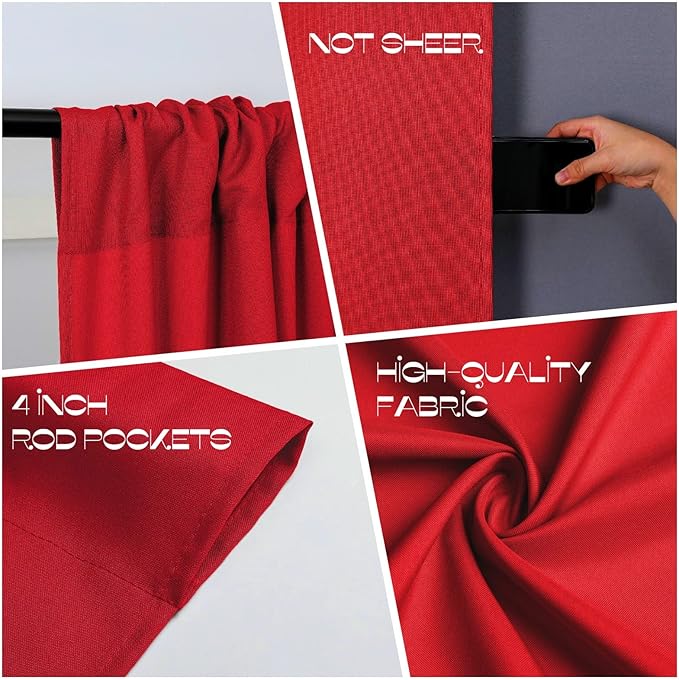 Joydeco Christmas Red Backdrop Curtain - Image 6
