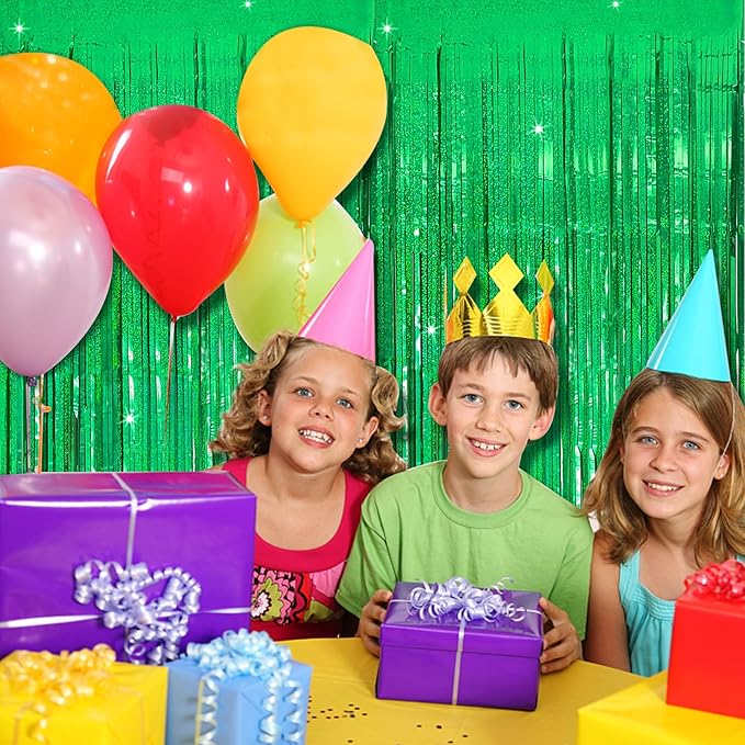 Tinsel Curtain Party Backdrop Green Birthday Decorations 10 Packs Glitter Foil - Image 6