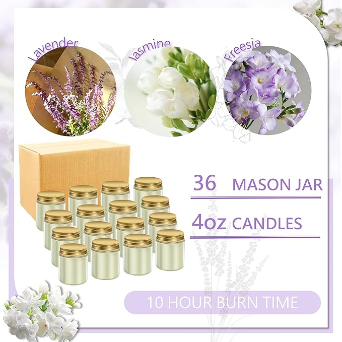 ACITHGL 36 Pcs 4oz Mini Mason Jar Candles Small Scented Candles Bulk - Image 3