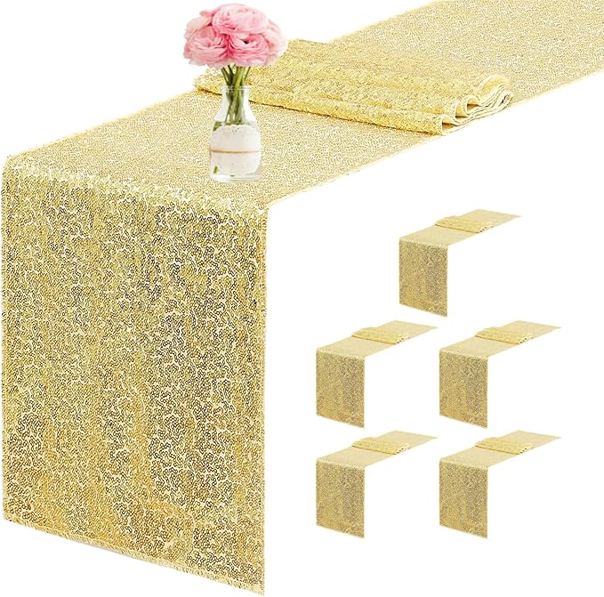 6 Packs 12 x 72 inches Sequin Table Runner by Unknown