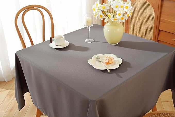 Craft And Party Square Tablecloth, 70 x 70 Inch Charcoal Tablecloth, Polyester - Image 4