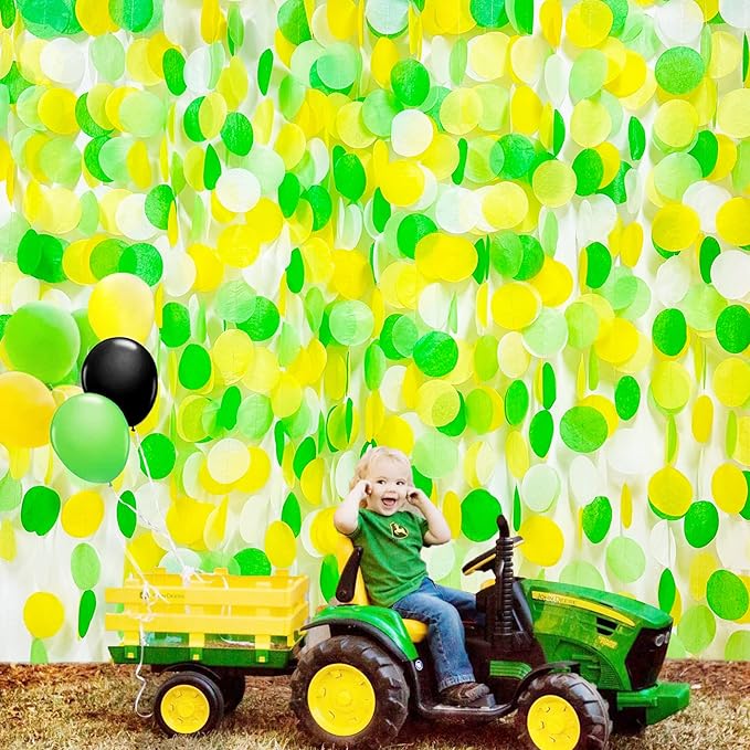 192Ft Yellow and Green Party Decorations Big Circle Dot Backdrop Garland Tissue - Image 5