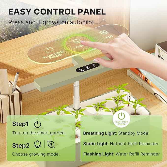 SUNCOZE Hydroponics Growing System Kit 12 Pods, 24W LED Grow Light Indoor Garden - Image 6