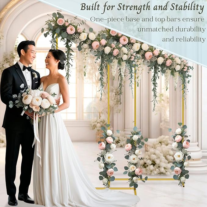 Wedding Arch Backdrop Stand for Parties Set of 2, 7FT/6.7FT Gold Wedding Arches - Image 5