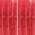 Crosize 4 Pack 3.3 x 9.9 ft Red Foil Fringe Curtains Party Decorations by Crosize