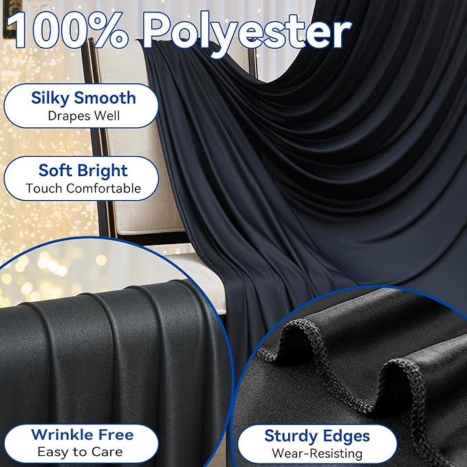 30ft x 15ft Black Wrinkle Free Backdrop Curtain - Image 4