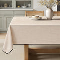 MIULEE Ivory-Black Linen Tablecloth 60x104 Inch Rectangle Table Cloth Waterproof by MIULEE