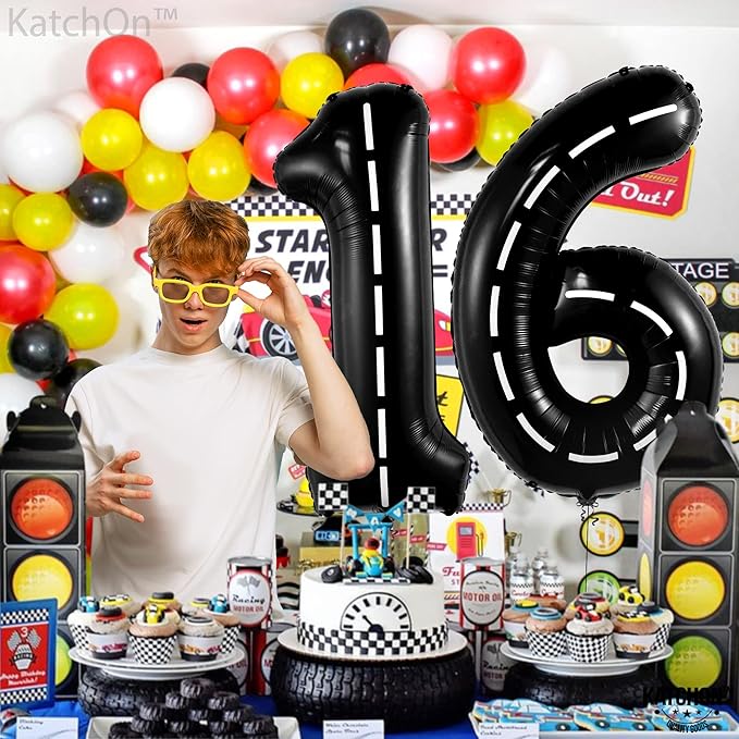 KatchOn, Giant Black 16th Birthday Balloons - Image 8