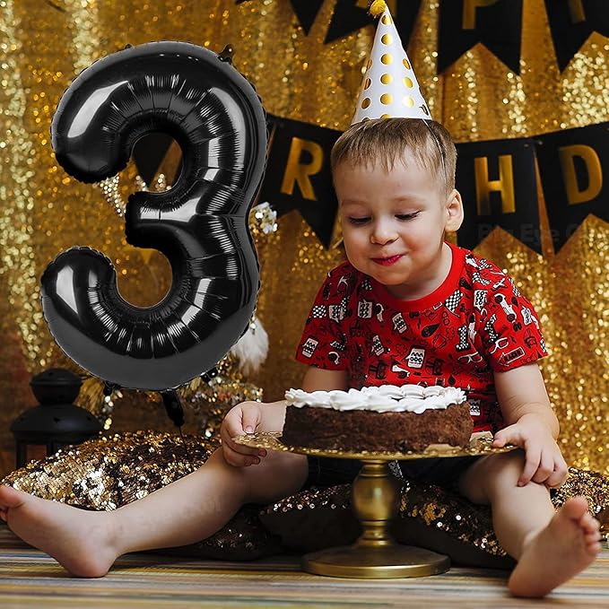 40 Inch Black Number Balloon 0-9, Big Size Happy Birthday Balloon, Foil Helium - Image 4