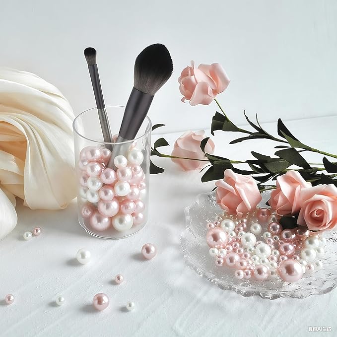 260Pcs White and Pink Glossy Beads - Image 3