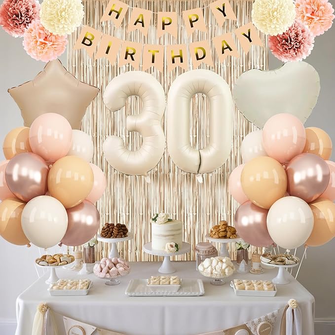 Beige 30th Birthday Decorations - Image 3