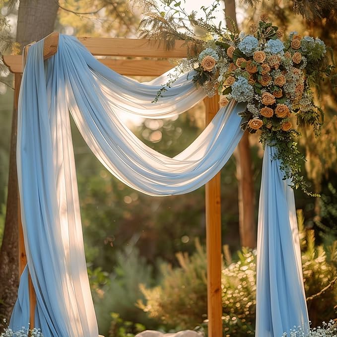 Wokceer Baby Blue Wedding Arch Draping Fabric Backdrop 3 Panels 28.7" X 20FT - Image 6