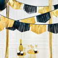 Black and Gold Tassel Banner Double Sided Metallic Fabric Pennant Bunting Flag by pinkblume