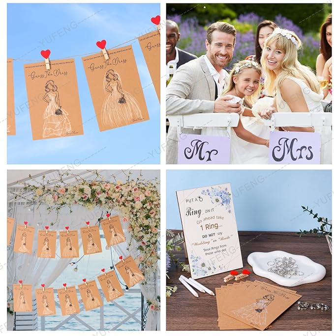 30 Set Bridal Shower Games for guests, Guess the Dress and Ring Wedding Shower - Image 5