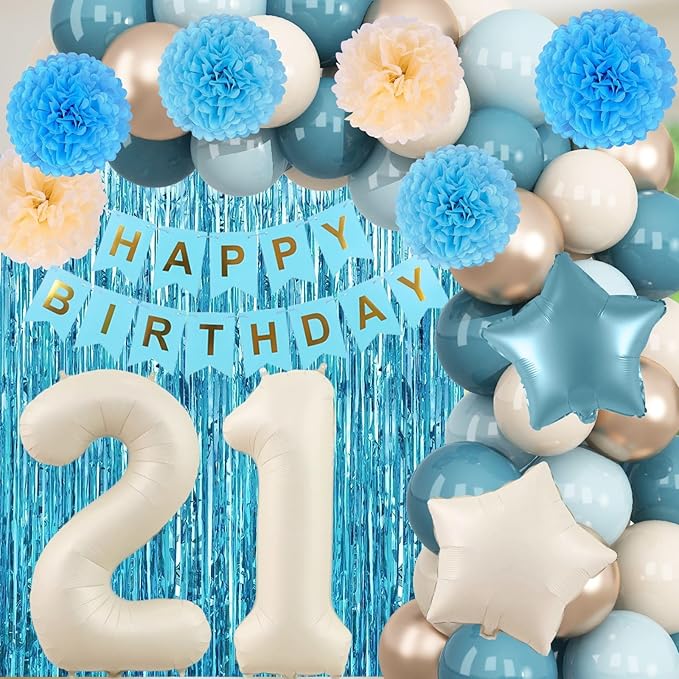 Dusty Blue 21st Birthday Decorations - Image 5