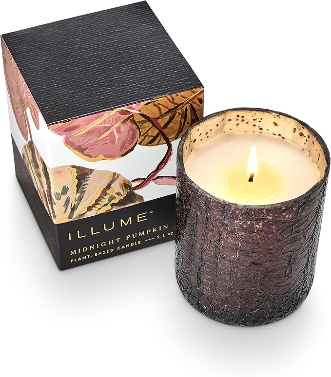 ILLUME Noble Holiday Midnight Pumpkin Small Crackle Glass Candle - Image 7