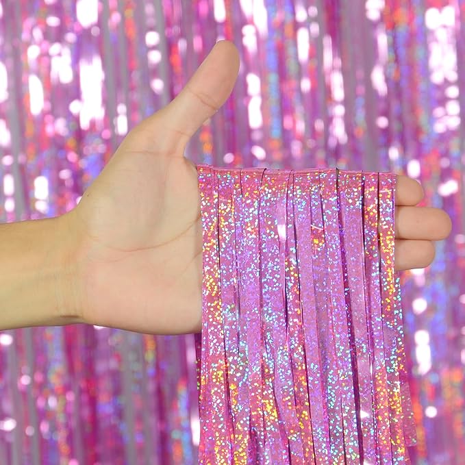 Melsan 3 Pack 3.2 x 8.2 ft Foil Fringe Curtains - Image 6