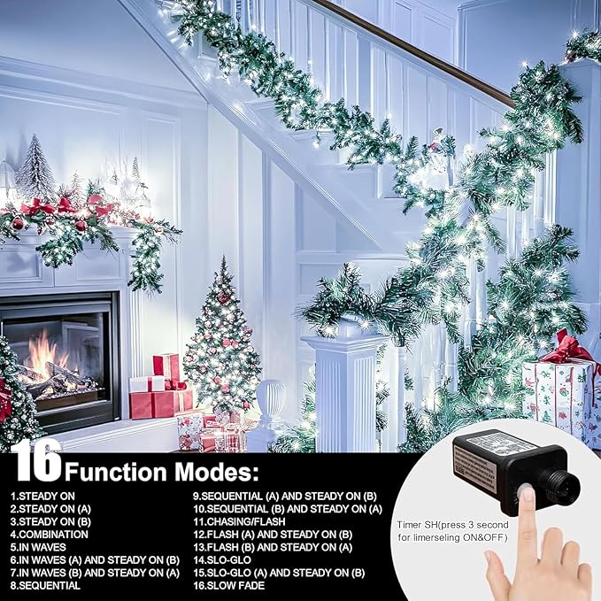 LAMPHOME 33ft Christmas Decorative Mini Lights, 100 LED Transparent Wire Fairy - Image 3