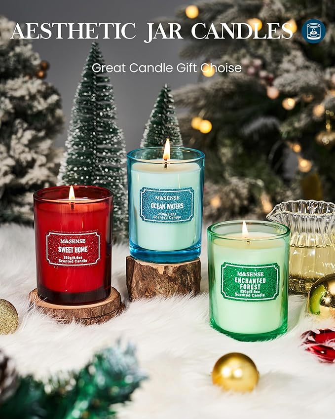 M&SENSE Ocean Scented Glitter Jar Candles, Holiday Gifts - Image 7