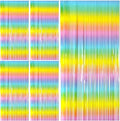 Pastel Rainbow Foil Fringe Curtain Streamers Party Backdrop Foil Fringe by BOMSI
