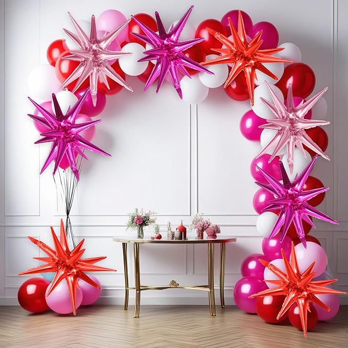 Hot Pink Red Star Balloons - Image 6