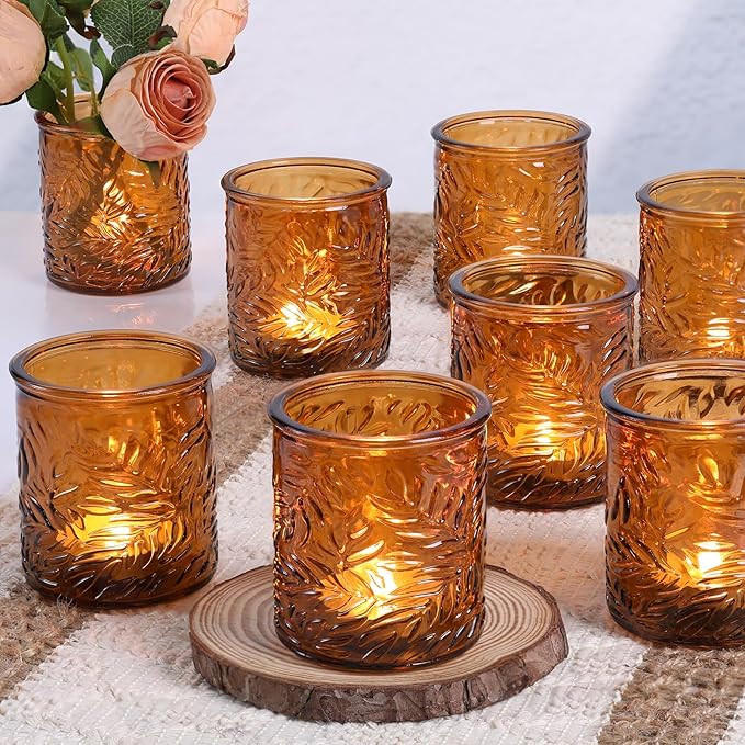 24 pcs Amber Votive Candle Holders, Tea Light Candle Holders by LOVELIGHTLOVELIFE