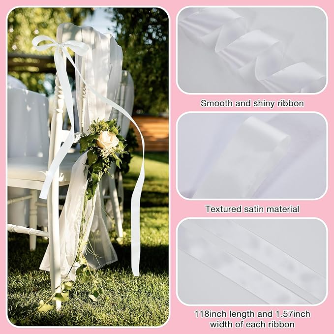 Big Bow with 24 Pcs Chair Ribbon Wedding Aisle Decorations, 78x18 inch Giant Bow - Image 4