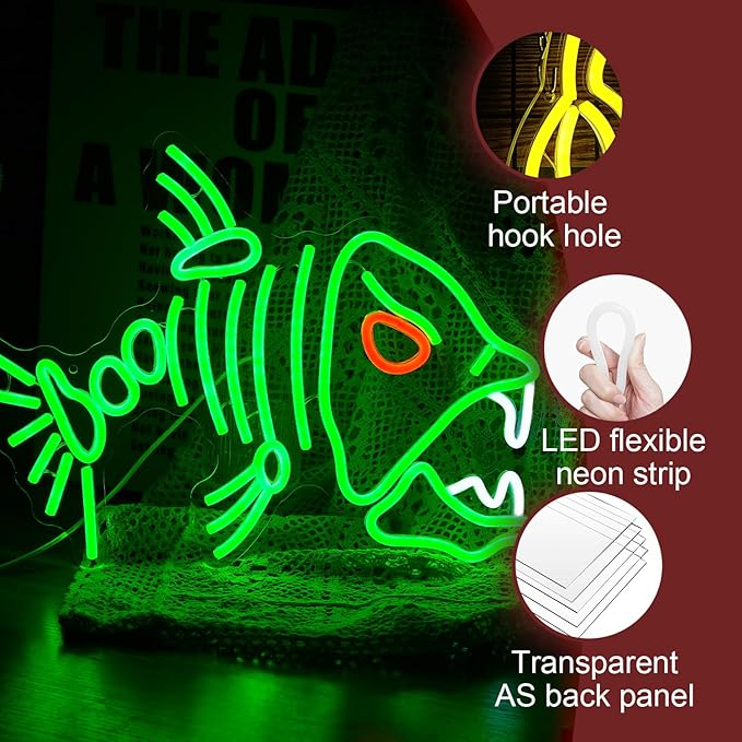 Fish Neon Sign LED Skeleton Fish Neon Light - Image 3
